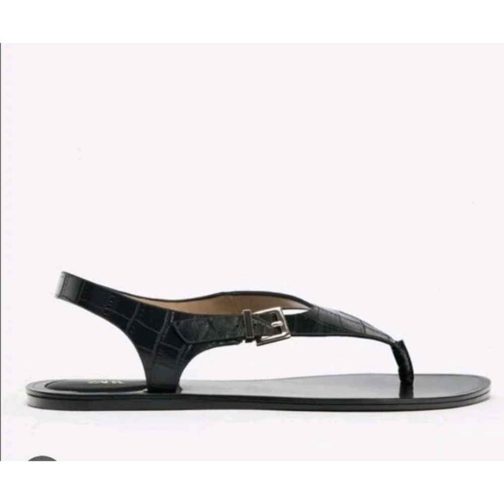Zara Women's Croc Embossed Thong Sandal Black Size EU 41/US 10 NWT $49 - Picture 6 of 6